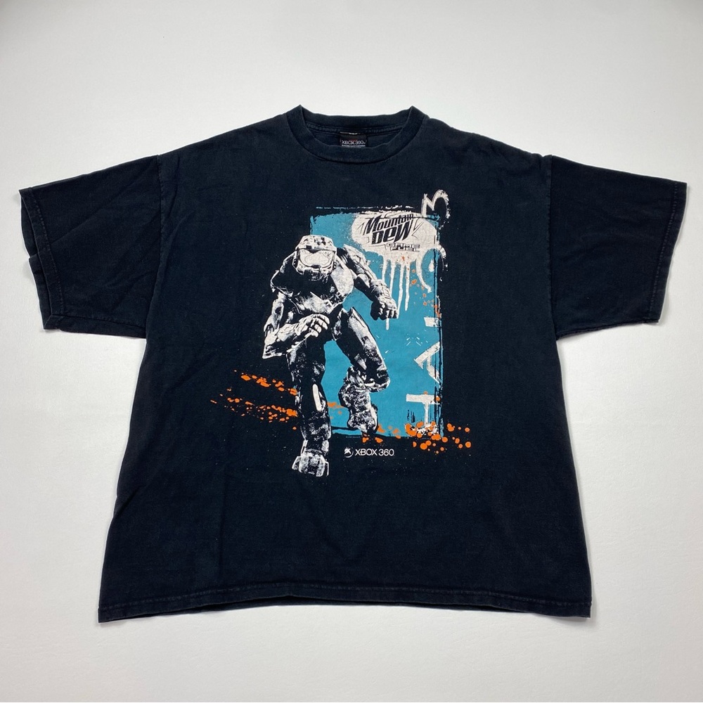 Rare 2007 Microsoft Xbox 360 x Halo 3 x Mountain Dew S/S T-Shirt Size XL